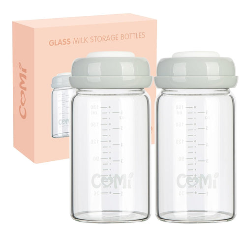 COMI Natural Glass Baby Bottle,Breastmilk Storage Bottle for Fridge,Wide Neck Breast Milk