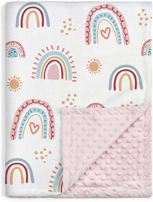 SANDJEST Rainbow Kid Blanket for Girls - 30 x 40 Kids Minky