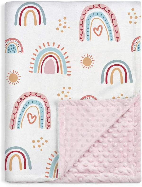 SANDJEST Rainbow Kid Blanket for Girls - 30 x 40 Kids Minky
