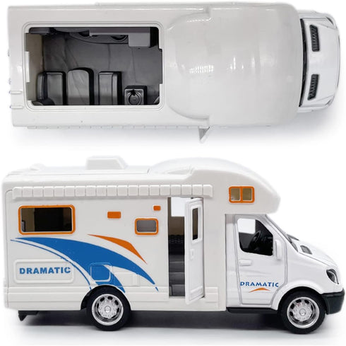 Toy Camper RV Trailer Towing Supercar, Diecast Motorhome Toys for Boys, Pull Back Cars for Outdoor Adventure Play Set