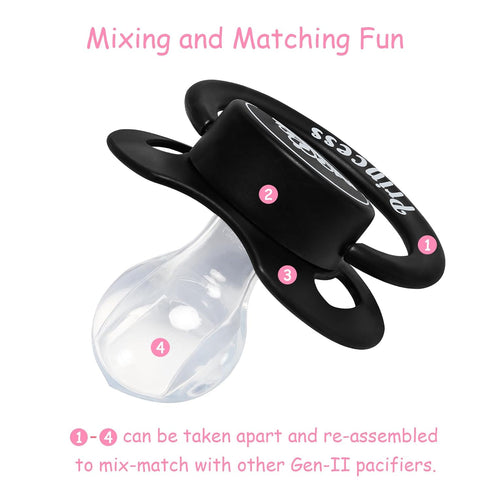 LittleForBig Bigshield Generation-II Adult Sized Printed Pacifier Princess Crown Pattern Black