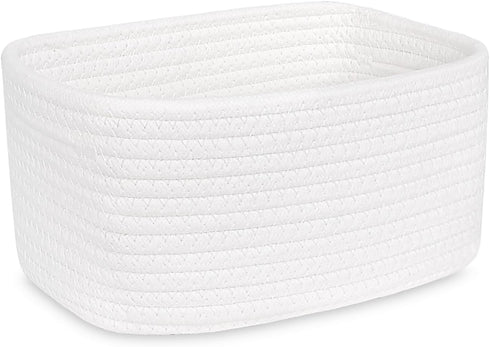 ABenkle Small Storage Basket - Mini Baby Basket, Cute Cotton Rope Woven Basket for Nursery, XS White