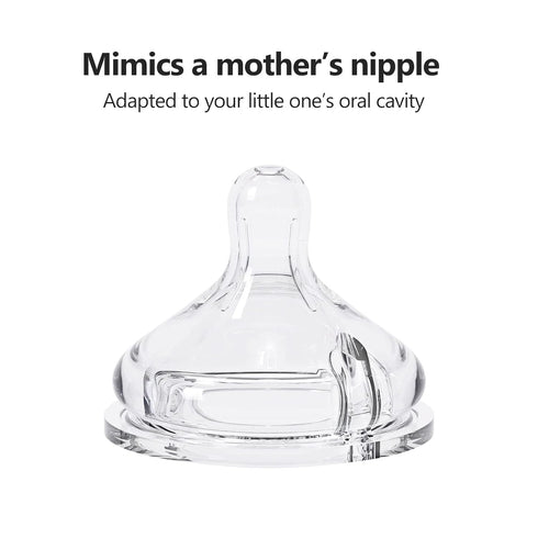 Yooforea Silicone Coated Glass Baby Bottle, 0M+ Slow Flow Nipple, Wide Neck, Medical-Grade Silicone Coating, 2 Pack, 3