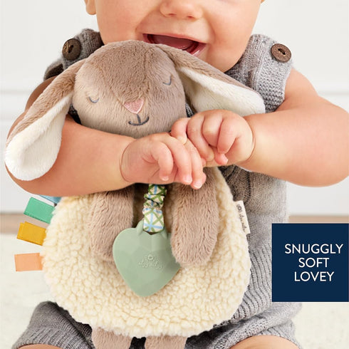 Itzy Ritzy - Itzy Lovey Including Teether - Baby Lovey with Teether, Textured Ribbons & Dangle Arms - Features Crinkle