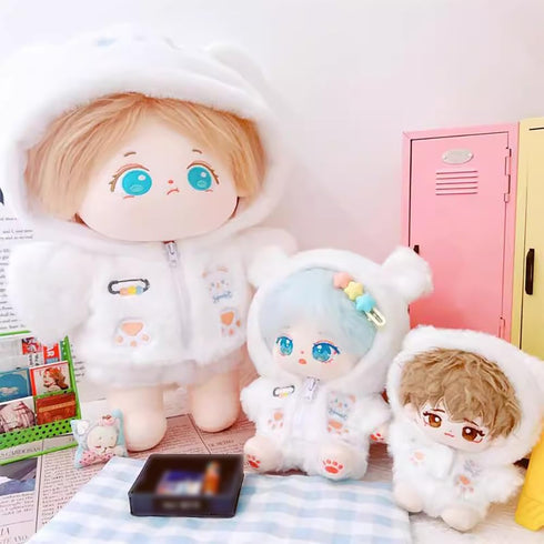 niannyyhouse Plush Doll Clothes - Hoodie Pants Milk Bear Outfit Accessories for 10cm~15cm Dolls