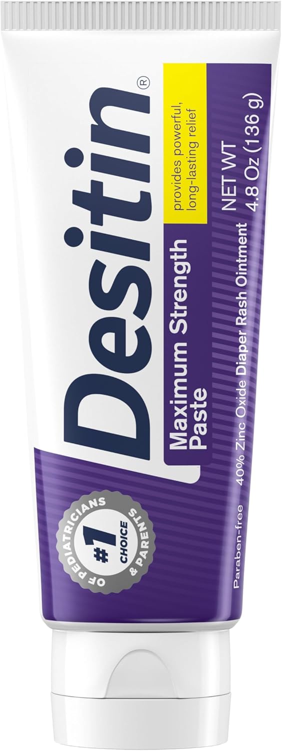 Desitin Maximum Strength Baby Diaper Rash Cream, 40% Zinc Oxide, Hypoallergenic No