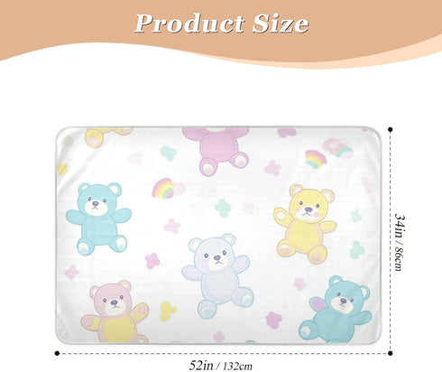 siphylline 52" 34" Cartoon Cute Colorful Teddy Bear Extra Large Resuable Potty Training Pee Pad Soft Absorbent Pads