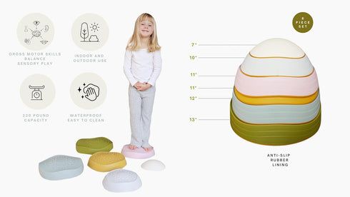 Marlowe & Co Balance Stepping Stones for Kids, 6 Piece Non-Slip Sensory Stones for Indoor and Outdoor Play