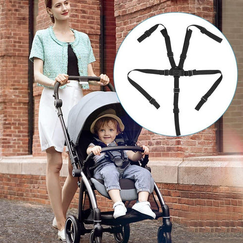 Universal Replacement Safety Security Belts for Stroller, Pushchair, High Chair, Adjustable 5 Point Harness Belt