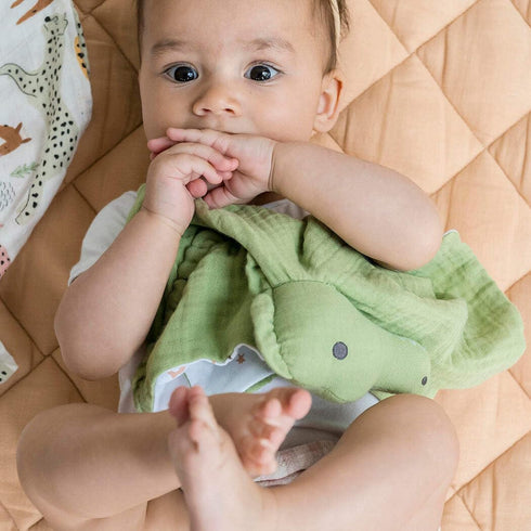 Crocodile-Themed Comforter with Rubber Teether for Infants