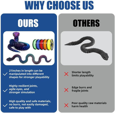 SGYYSG 3D 21 Inch 3D Color-1) Printed Snake - Movable Articulated Snake, Perfect Printed Animals for Educational Toys!
