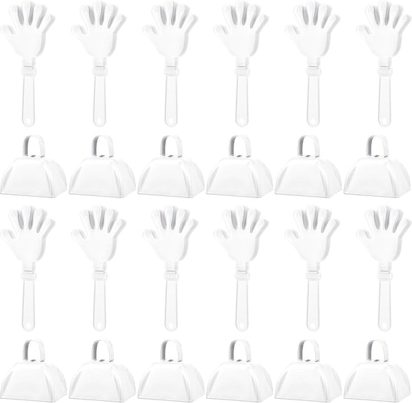 ZCYSRLQIN 24 Pcs Hand Clappers and Metal Cowbells Noise Makers Cheering Clappers Cow