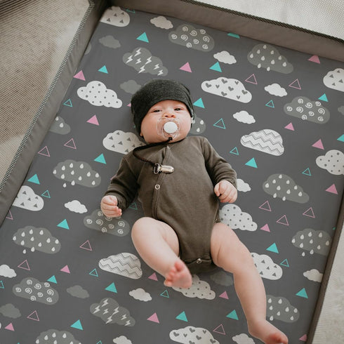 Pack 2 Pack 38x26 Cozy Pack Stretchy and Play Fitted Sheets: Mini Crib Sheets - Soft Material - Fits Most Playards