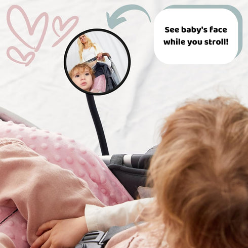 Original Stroller Mirror- See Baby's Face on Walks. Rear View Mirror for Prams and Strollers. Easy Connection.