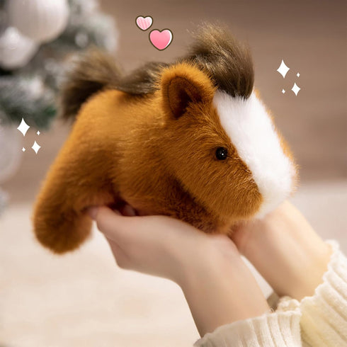 7.8" PEACH CAT Horse Stuffed Animal Cute Plushies Small Plush Toys Gifts for Kids Brown