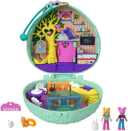 Polly Pocket Compact Playset, Hedgehog Cafe with 2 Micro Dolls & Accessories, Travel Toys with Surprise Reveals
