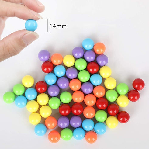 60pcs Chinese Checker Replacement Balls 14mm Acrylic Marbles in 6 Solid Colors for Marble Run Games