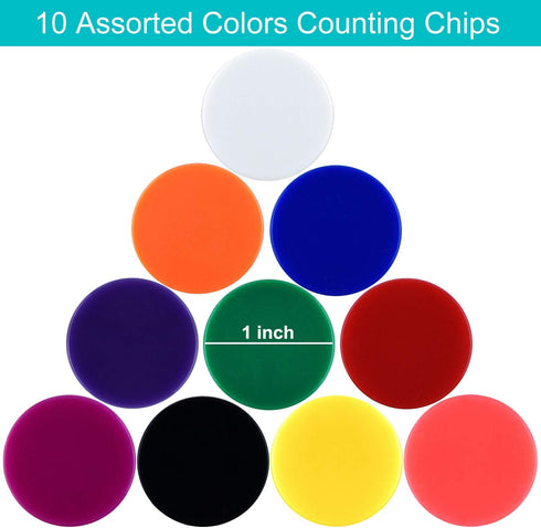 Coopay 300 Pieces Plastic Learning Counters Disks in 10 Colors for Math Practice and Poker Chips, 1 Inch