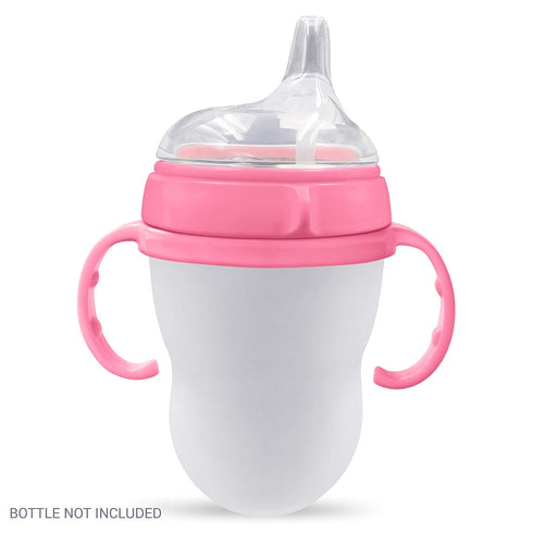 Anpei Sippy Cup Soft Spout Transitional Nipple Kit Bundle Compatible with Comotomo Baby Bottles, 5 oz and 8 oz | Value Bundle 2 Kits + Brushes (Pink)