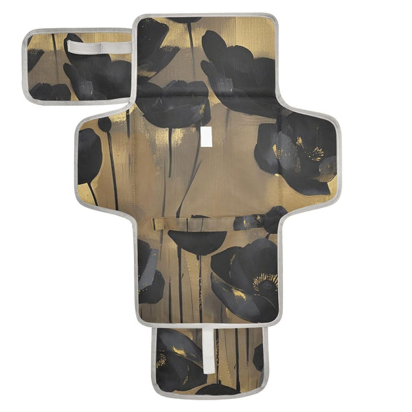 EtherSpher Gothic Black Gold Flowers Reusable Changing Table Pads with Tissue Pocket Diaper