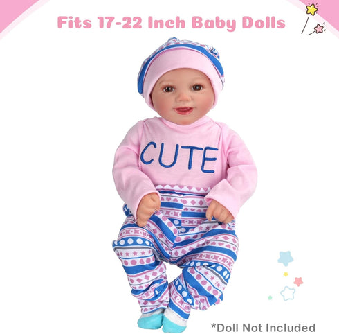 BABESIDE 4 Pcs Baby Doll Clothes Set for 17-22 Inch Reborn Dolls, Cute Cat Pattern Outfits for Girls