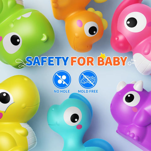 1-3, 2-4, 1 2 6 Packs Light Up Bath Toys for Kids Ages Dinosaurs Water-Activated Toys, Bathtub Toys for Toddlers Pool