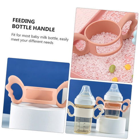 ZUNOXAZ Silicone Feeding Bottle Handle for Milk Bottles Pink Comfortable Grip for Easy Holding and Carrying