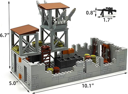 ZHX Set 8 10 12 14 Military Base Building Brick for Army Minifigure War Accessories, Defence Base Guard Tower Guns