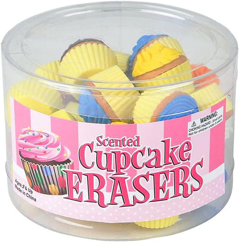 ArtCreativity Scented Cupcake Erasers for Kids, Set of 24, Assorted Fruity Scents