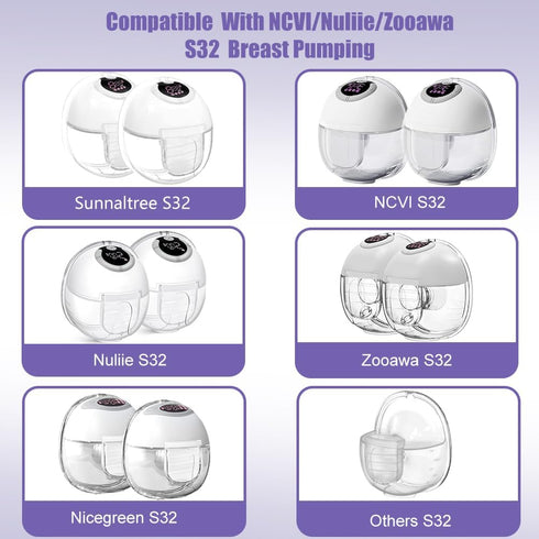 BDICOVE Set S32 24mm S32 One Full Breast Pump Parts with Flange Compatible with NCVI Nuliie NICEGREEN Life Zooawa