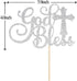 WeBenison God Bless Cake Topper Silver Glitter First Communion Baby Shower Decorations Bless This Child Party