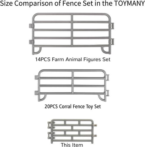 64PCS Toymany Mini Toys Fence for Farm Animals - Tiny Horse Corral Plastic Fencing for Farm Barn Paddock Horses