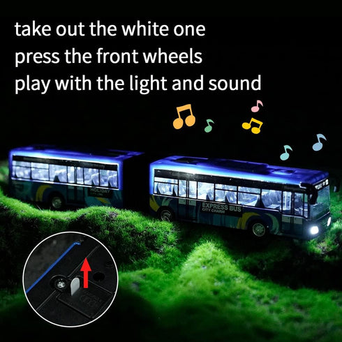 City Bus Die Cast Alloy Toy for Kids, Pull Back Metro Electric Bus with Sounds and Lights, Educational Gift for Ages 3+