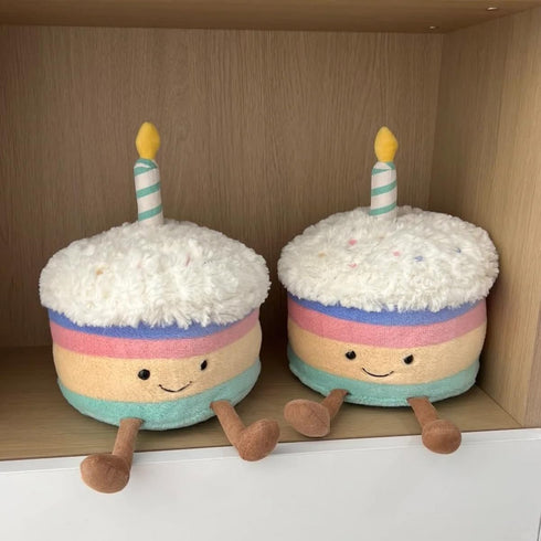 10.2" Birthday Cake Plush, Cute Birthday Stuffed Animal for Girls, Funny Food Plushie, Soft Smile Cake Toy Adorable
