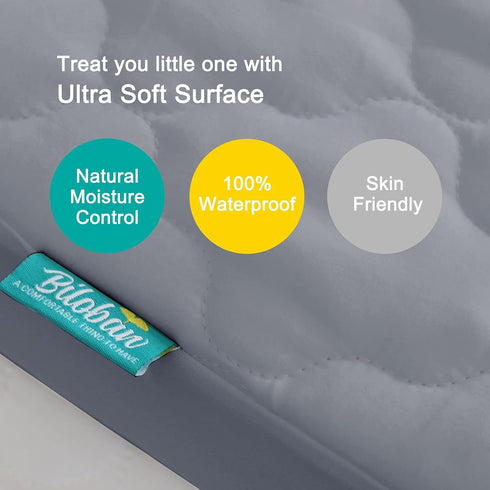 2 Pack 100% 52" 28" Crib Mattress Protector Sheets, Fitted Waterproof Mattress Pad Cover, Noiseless & Machine Wash