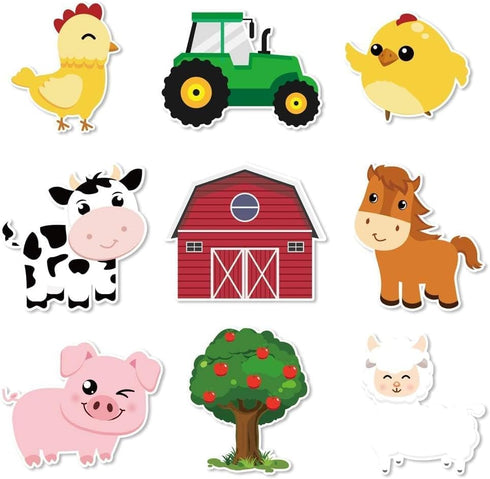 WERNNSAI 27PCS Farm Party Centerpieces - Birthday Party Decorations for Kids Girls, Tractor & Barnyard Cutouts
