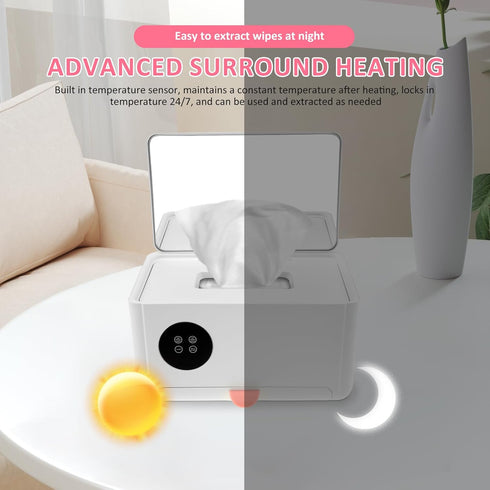 XYTZHSAI 3 1 Warmer,4 80 Baby Wipe Warmer, in Thermal Wipe Dispenser with Mirror, Adjustable Temperature Wet Wipe
