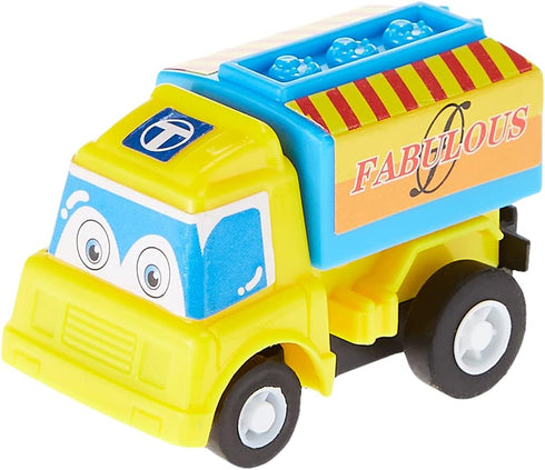 12 Pack Set, Set Funcorn Toys Pull Back Car, Assorted Mini Plastic Vehicle Pull Back Truck and Car Toys for Boys Kids