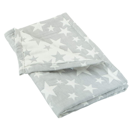 NTBAY 3 Layer Toddler Blanket, Muslin Cotton Jacquard, Lightweight Thermal Baby Blanket, 30"x40", Grey Star, Super Soft