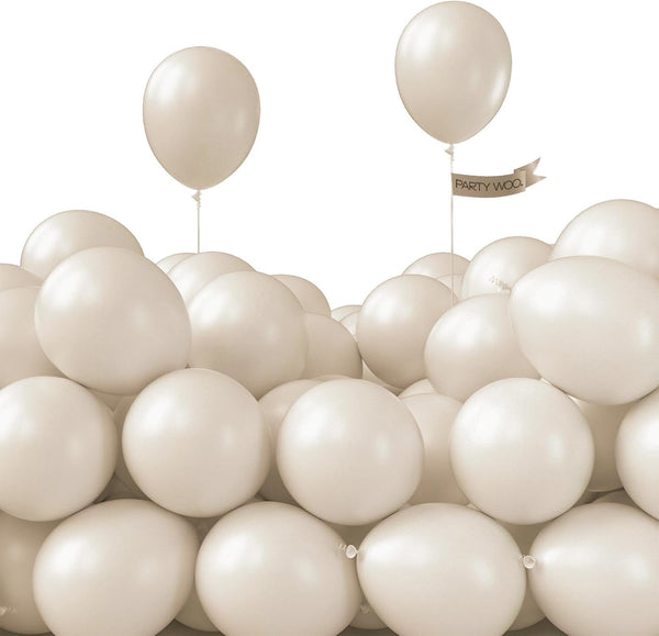 PartyWoo White Sand Balloons, 50 pcs 5 Inch Small Mini Beige Cream Latex Balloons for Party Decorations