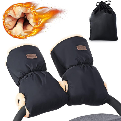 Orzbow Faux Sheepskin Gloves for Stroller, Waterproof Winter Anti-Freeze Mittens, Extra Thick HandMuff