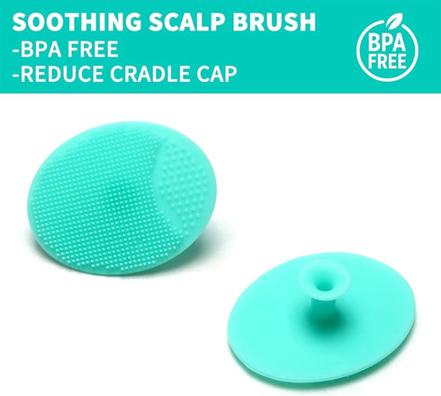 Set, Set+ Goat Baby Hair Brush Wooden Comb Massage Scalp Comb, Safe Natural Hair Care Kit, Soft Silicone Bath Brush
