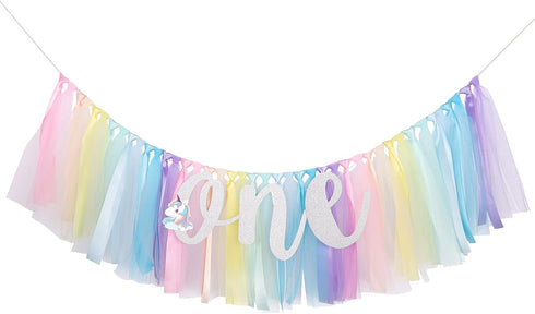 MIAUL Baby,1st Unicorn Highchair Banner Decoration for First Birthday Banner, High Chair Fabric Garland Party Supplies