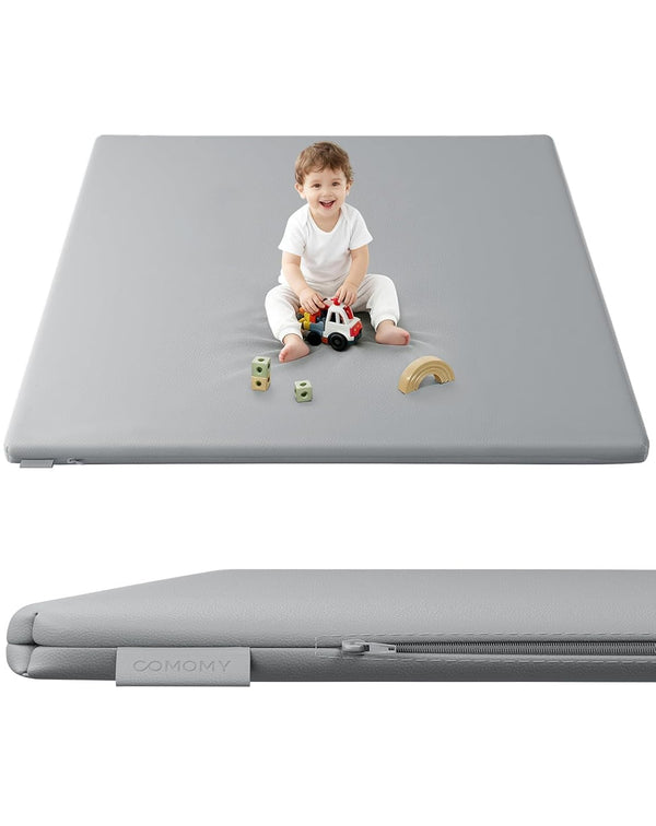 COMOMY Vegan Leather Baby Play Mats for Floor, 50 x 50 Play