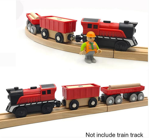 DSHMIXIA Set 3 4 5 Battery Operated Cargo Train for Wooden Train Track Toys for Toddlers Year Old Boys Kids Magnetic
