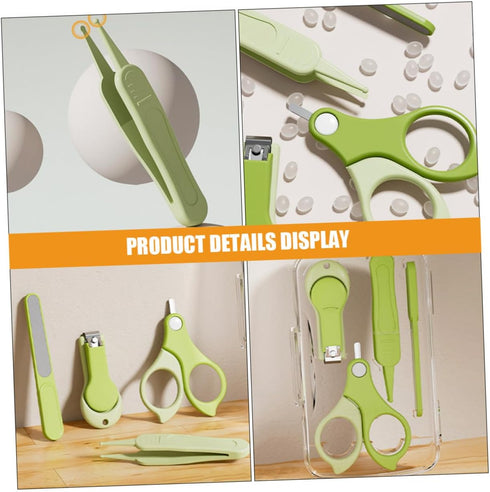 LIOOBO Trimmer Set Nail Clipper and for Newborns, Grooming Kit with Green Portable Case, Safe Finger Nail Clippers
