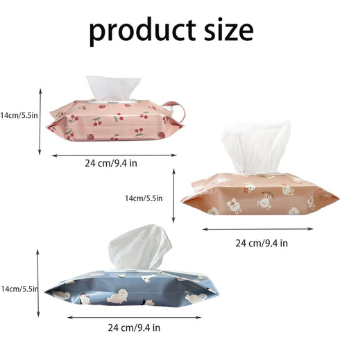 3 Pack Baby Wipes Dispenser,Reusable Portable Wipe Holder,Travel Wipes Pouch Baby Wipes Containe,Wet Wipe Bag for Baby