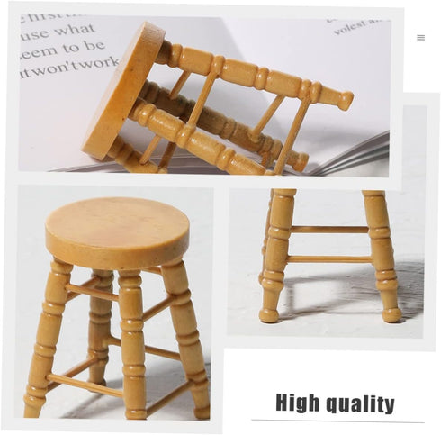 ERINGOGO 8 Pcs Dollhouse Stool - 1:12 Miniature Round Stool Dollhouse Round Stool & Bar Counter Chair Ornament