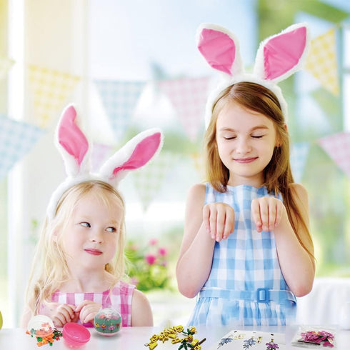 WODMAZ 12 Pcs Prefilled Easter Eggs with Bouquet Building Blocks, Surprise Flower Toys Set for Kids Easter Basket