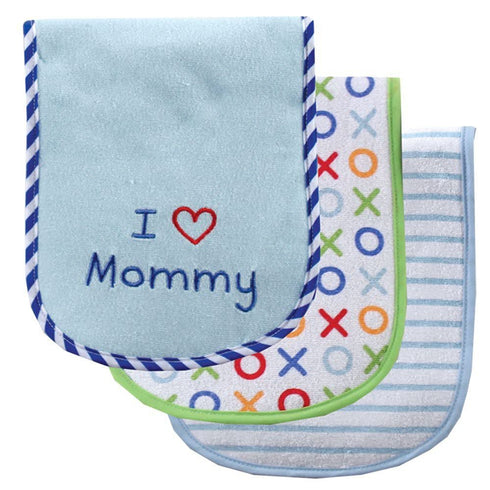 Luvable Friends Unisex Baby Cotton Burp Cloths with Fiber Filling, Blue Mom, One Size by Luvable Friends